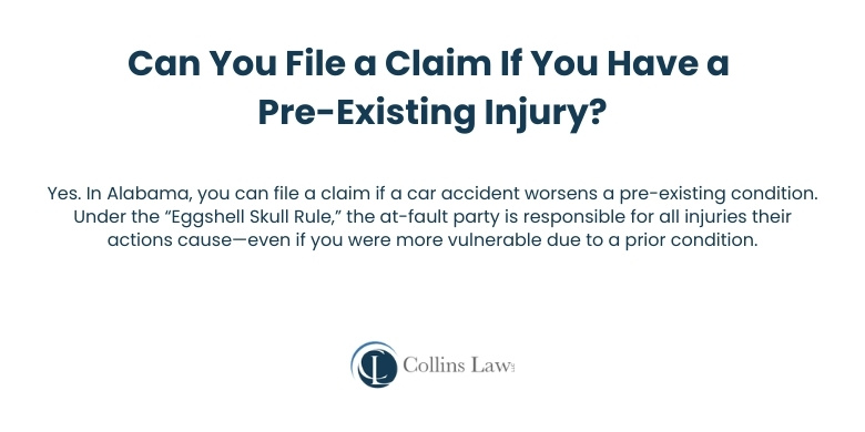 Can you file a claim if you have a pre existing injury