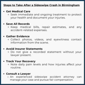 Steps to Take After a Sideswipe Crash in Birmingham